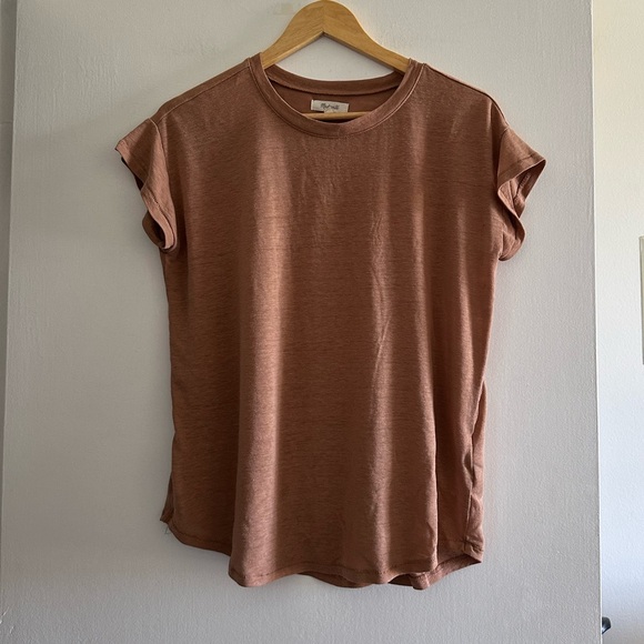 Madewell Linen-Blend Asbury Tee in Light Brown size XS EUC - Picture 5 of 10